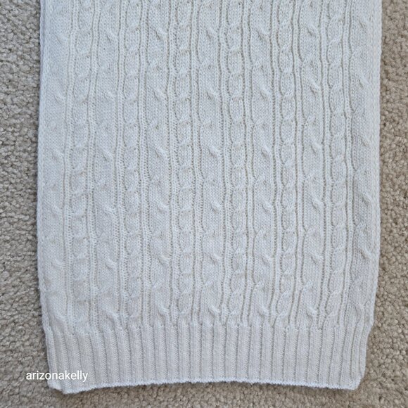 Wool or Wool Blend Cable Knit Ivory Scarf - Picture 2 of 15